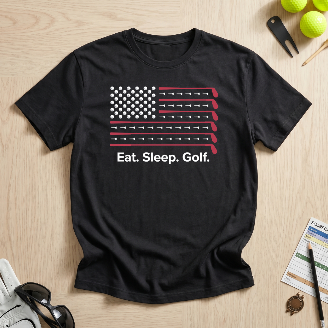 Eat. Sleep. Golf. USA Flag T-Shirt