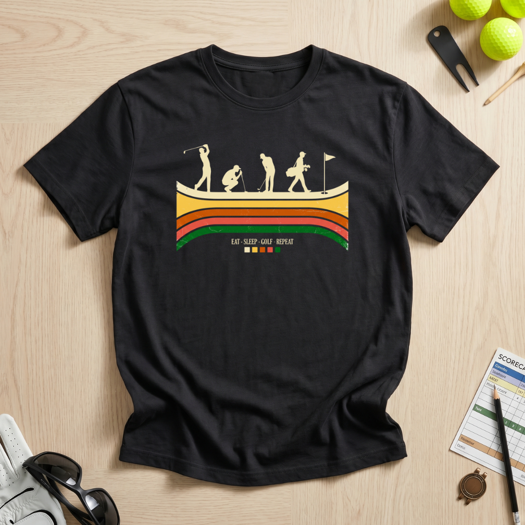 Retro Eat Sleep Golf Repeat T-Shirt