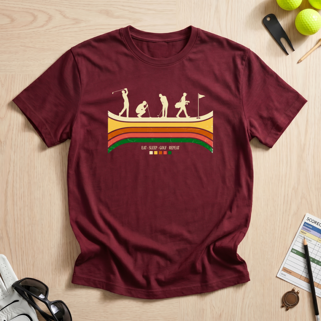 Retro Eat Sleep Golf Repeat T-Shirt