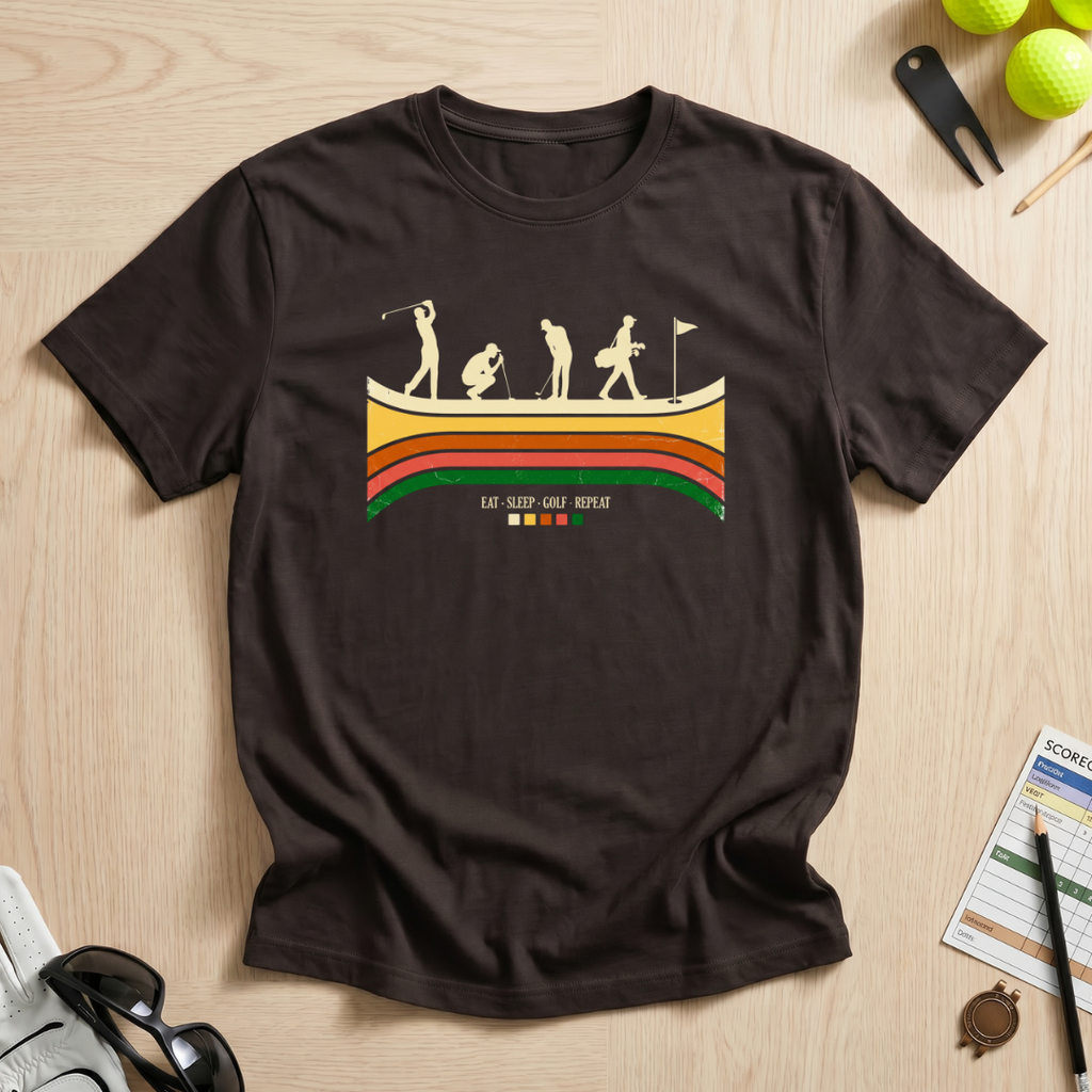 Retro Eat Sleep Golf Repeat T-Shirt