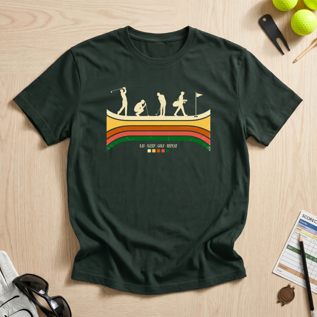 Retro Eat Sleep Golf Repeat T-Shirt
