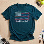 Eat. Sleep. Golf. USA Flag T-Shirt