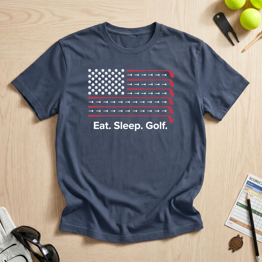 Eat. Sleep. Golf. USA Flag T-Shirt