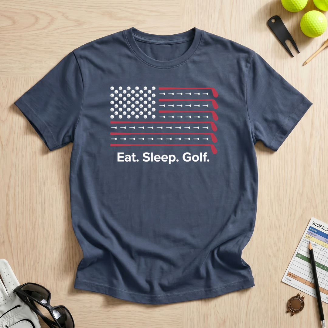Eat. Sleep. Golf. USA Flag T-Shirt