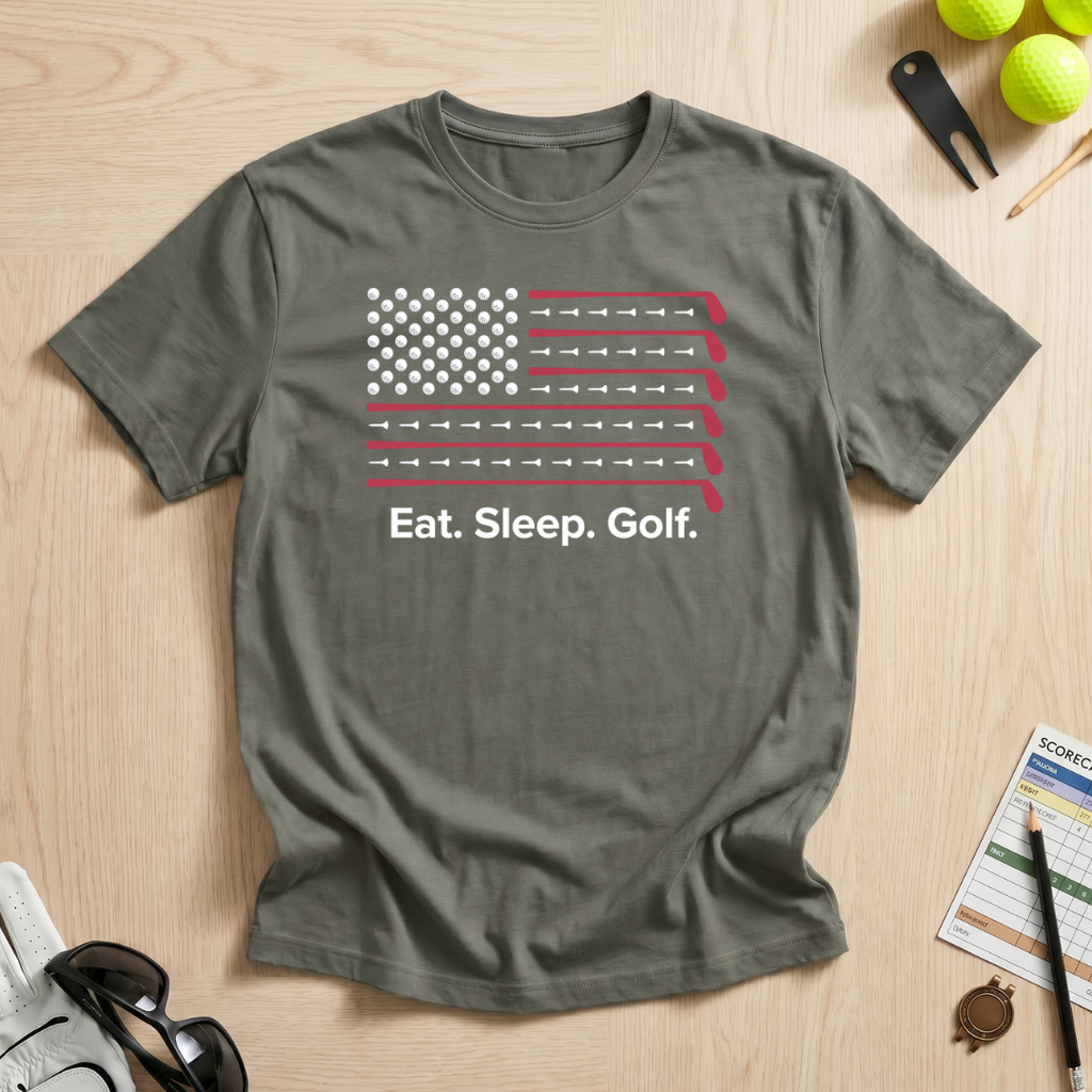 Eat. Sleep. Golf. USA Flag T-Shirt