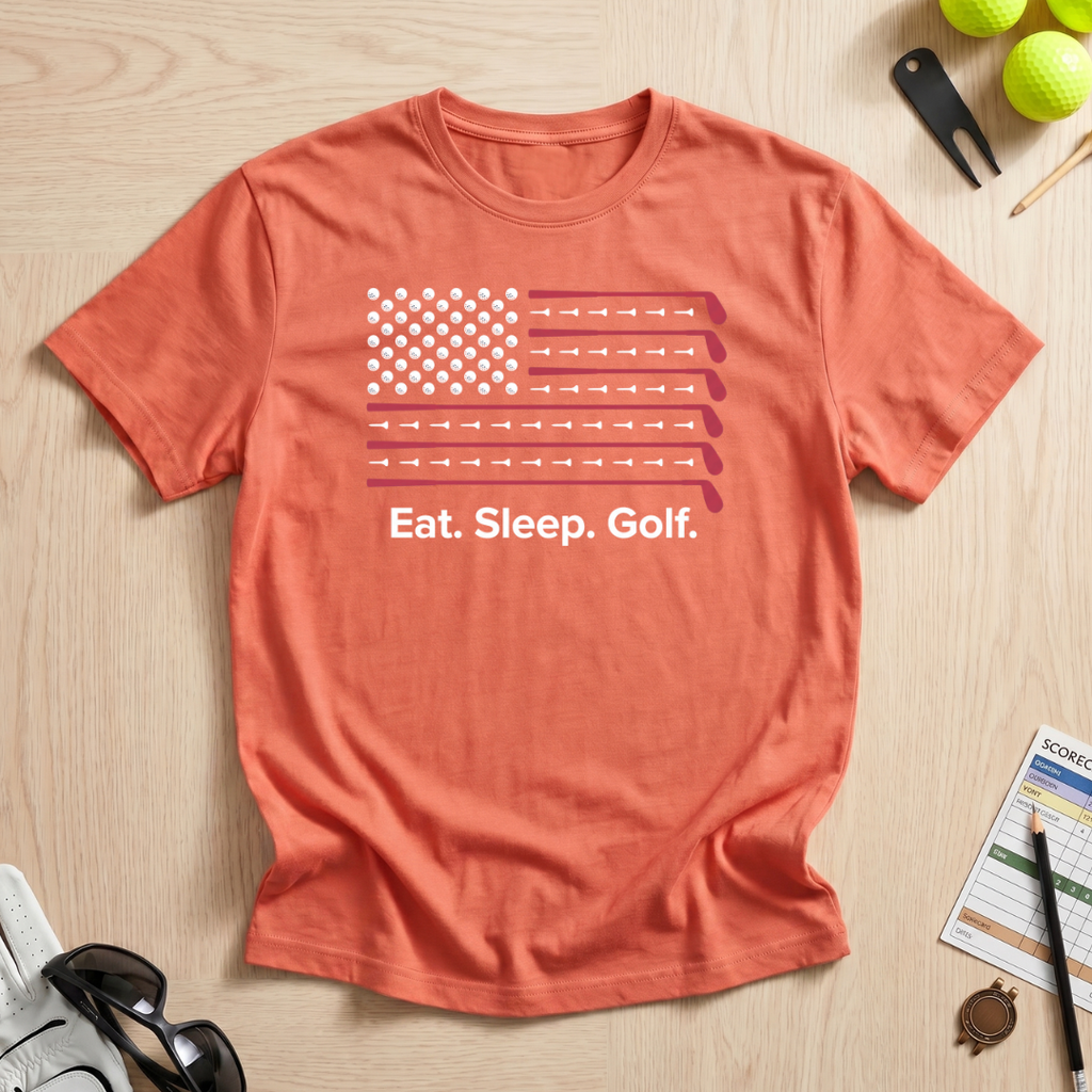 Eat. Sleep. Golf. USA Flag T-Shirt