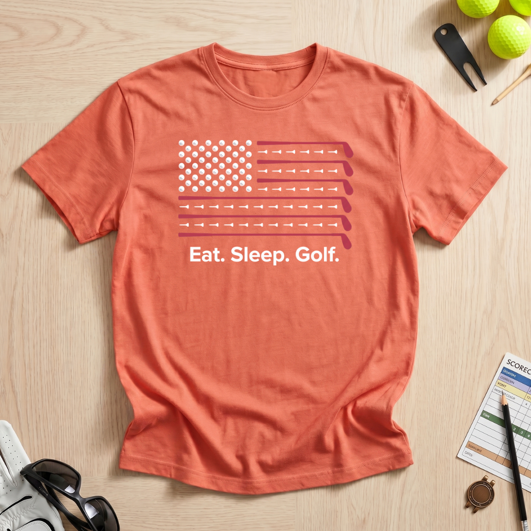 Eat. Sleep. Golf. USA Flag T-Shirt