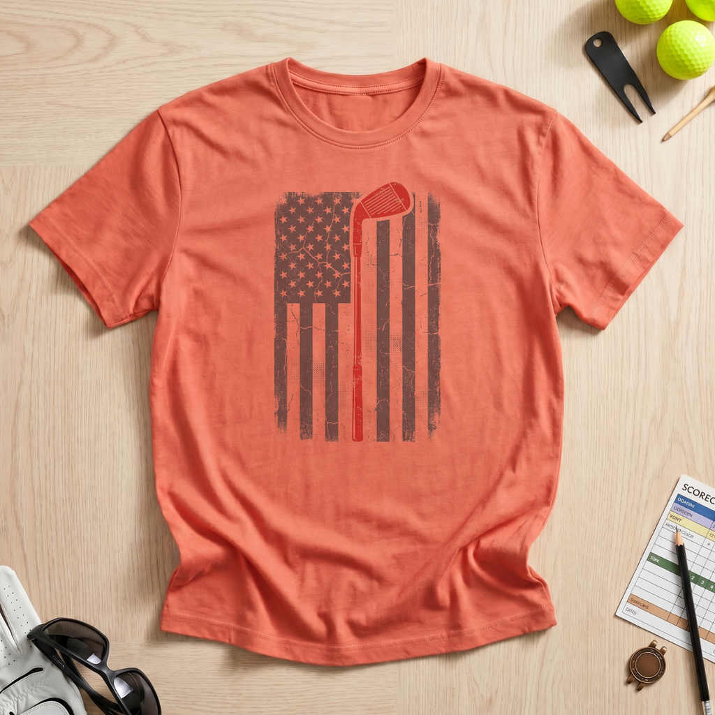 Vintage American Flag Golf T-Shirt
