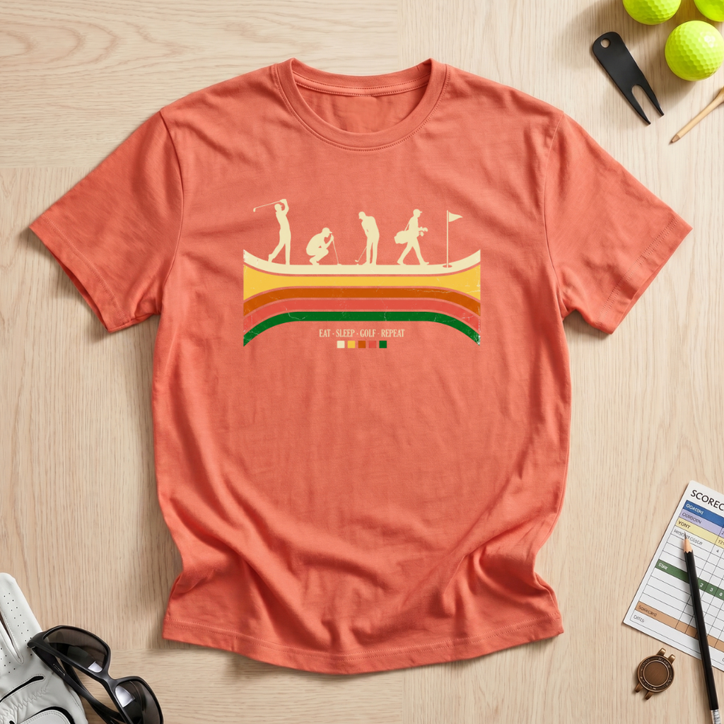 Retro Eat Sleep Golf Repeat T-Shirt