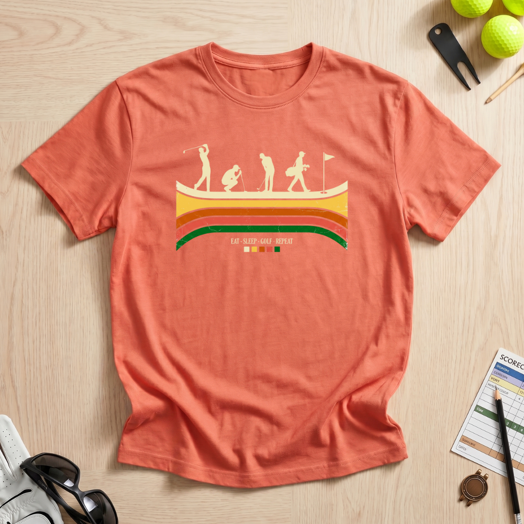 Retro Eat Sleep Golf Repeat T-Shirt