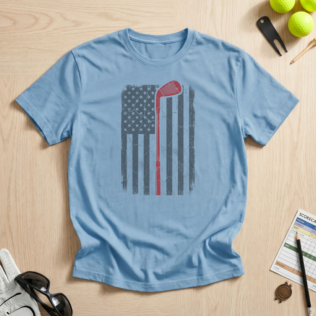Vintage American Flag Golf T-Shirt
