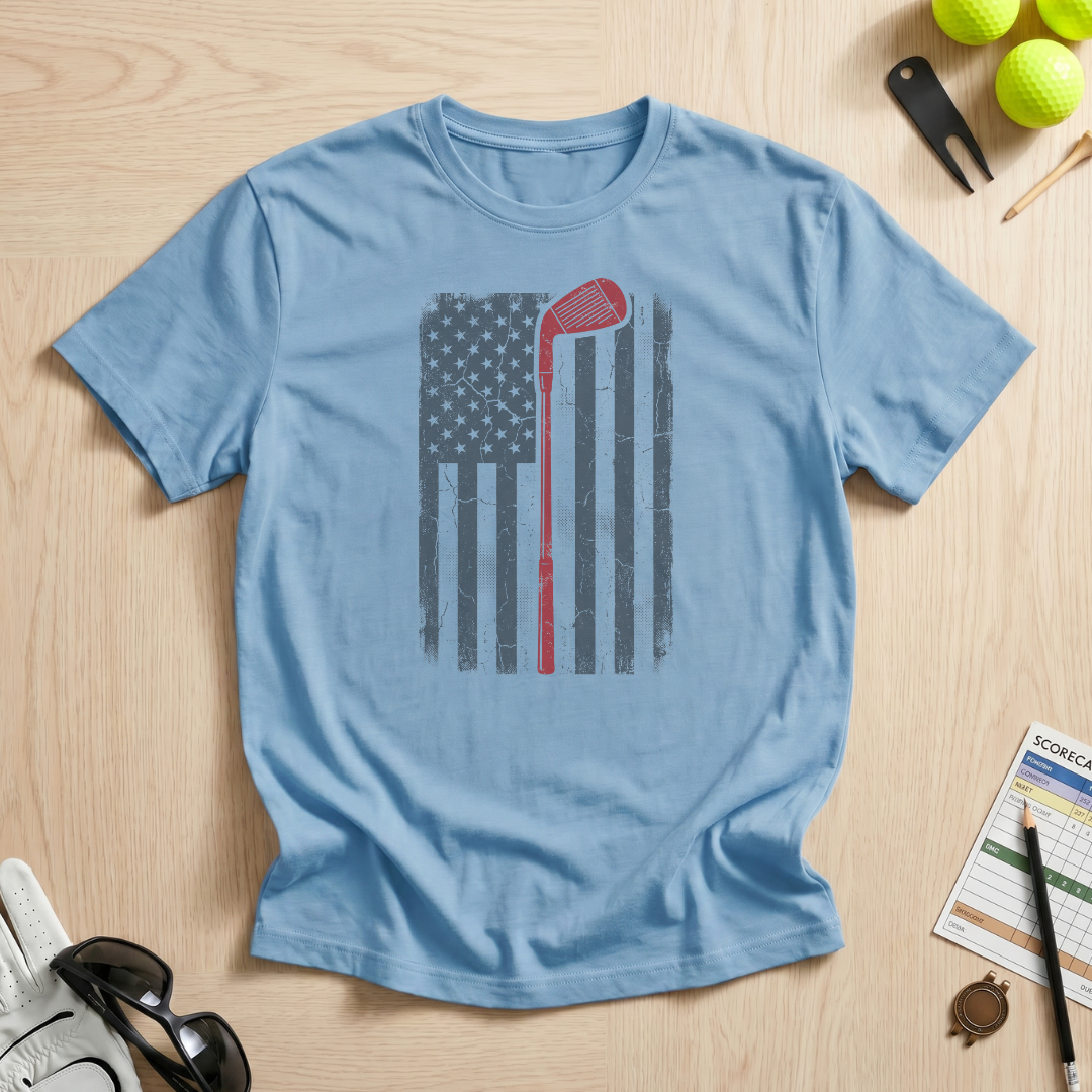 Vintage American Flag Golf T-Shirt