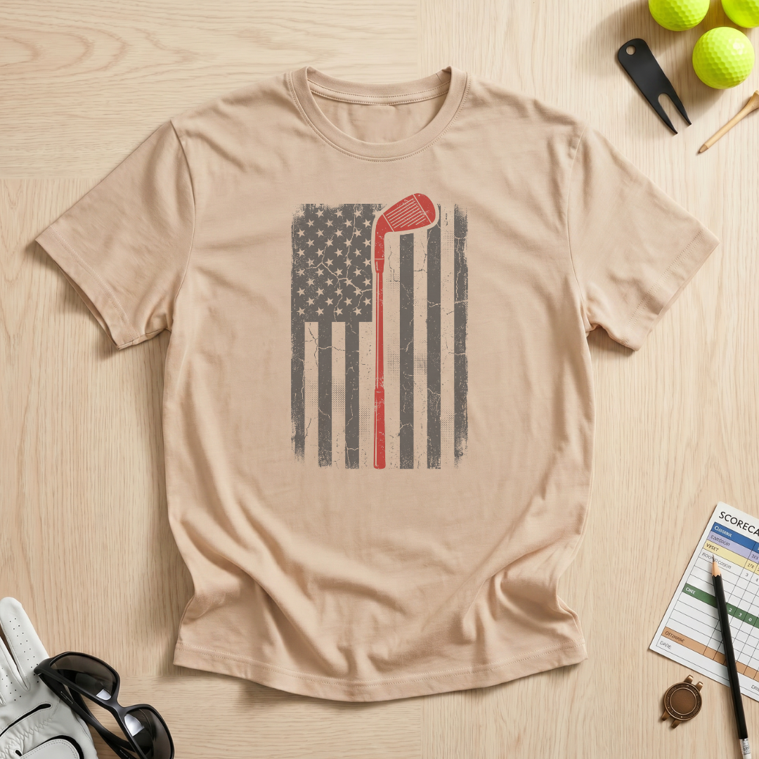 Vintage American Flag Golf T-Shirt