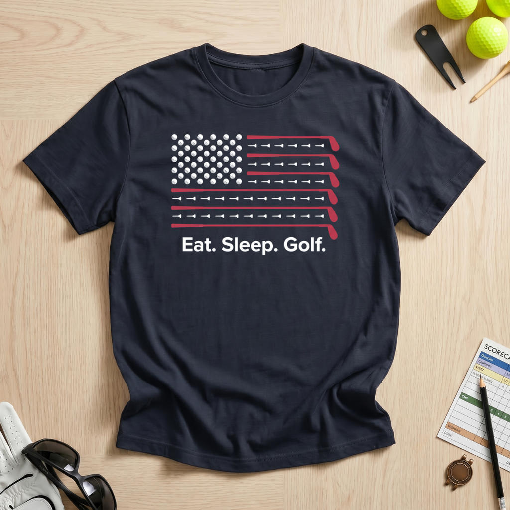 Eat. Sleep. Golf. USA Flag T-Shirt