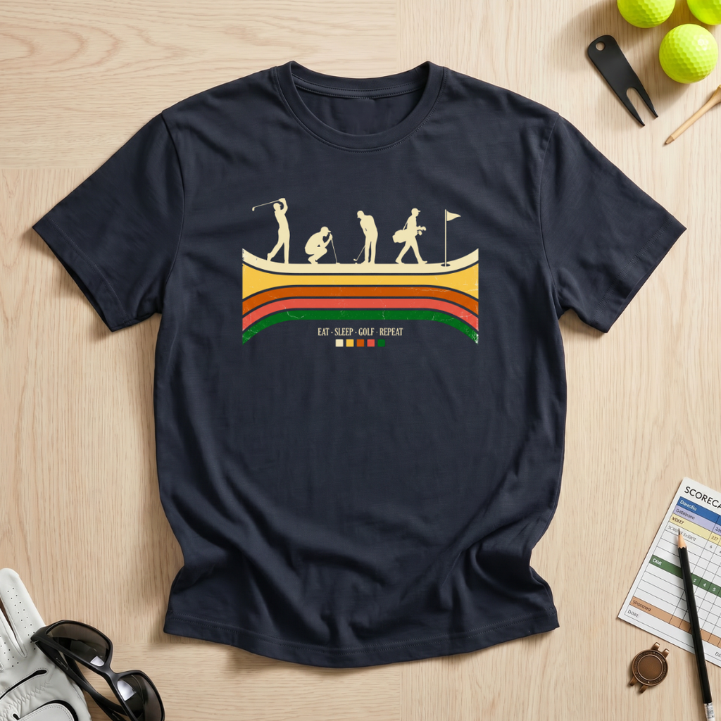 Retro Eat Sleep Golf Repeat T-Shirt