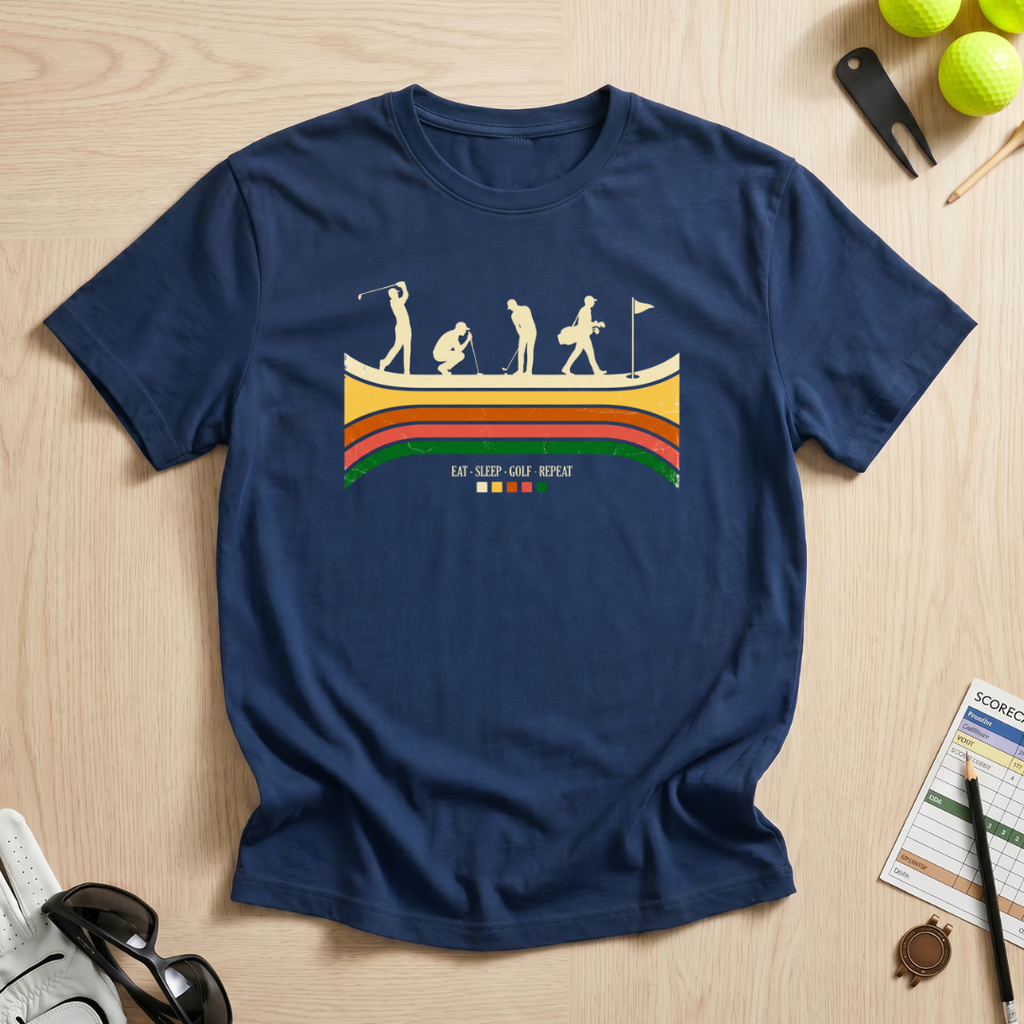 Retro Eat Sleep Golf Repeat T-Shirt