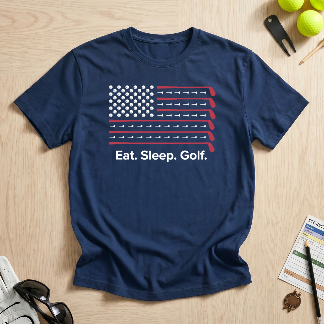 Eat. Sleep. Golf. USA Flag T-Shirt