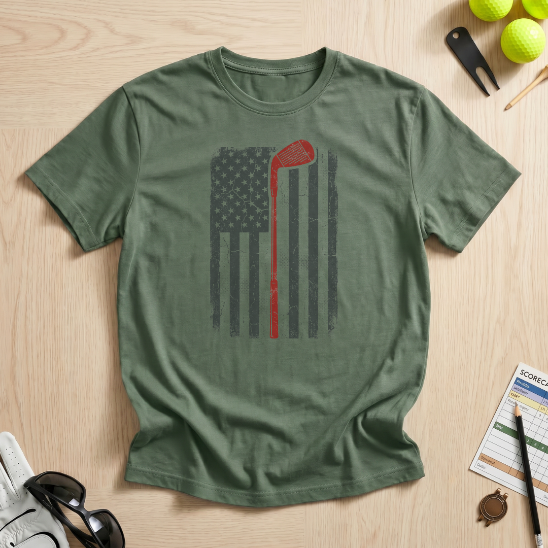 Vintage American Flag Golf T-Shirt