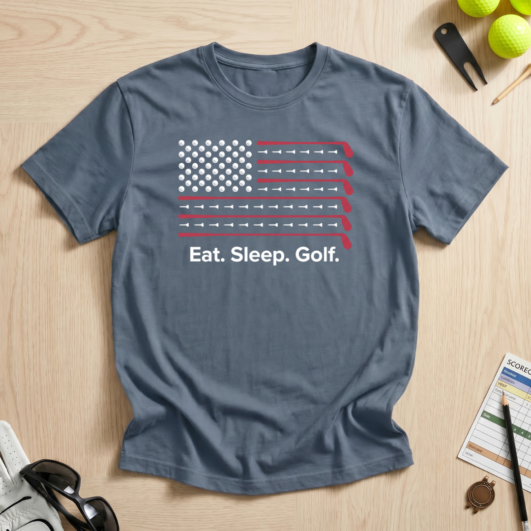 Eat. Sleep. Golf. USA Flag T-Shirt