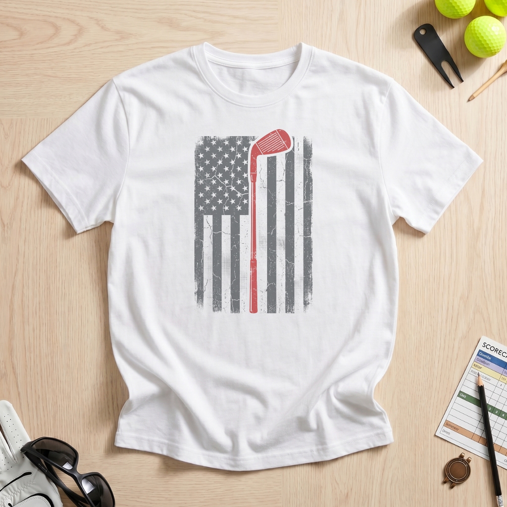 Vintage American Flag Golf T-Shirt