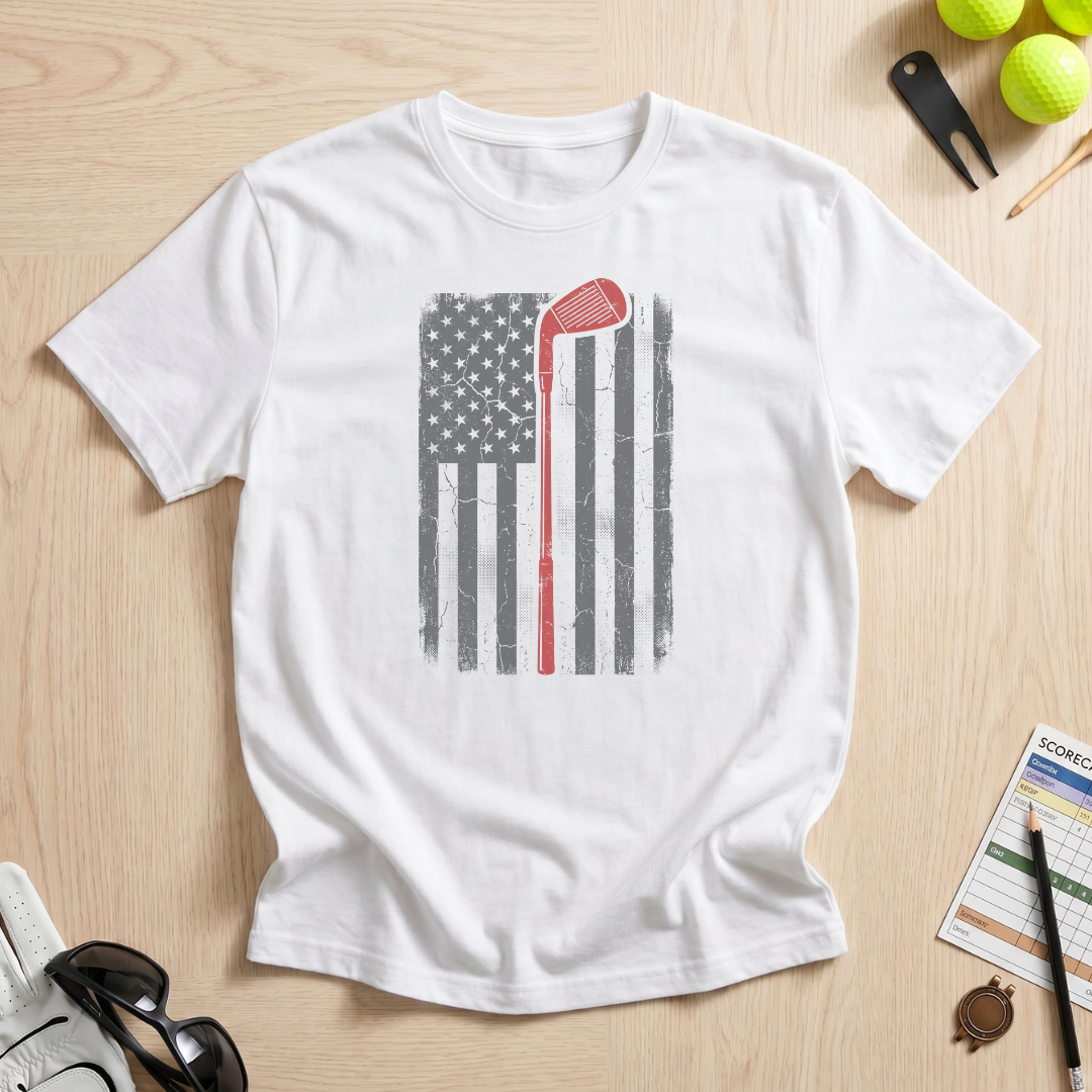 Vintage American Flag Golf T-Shirt