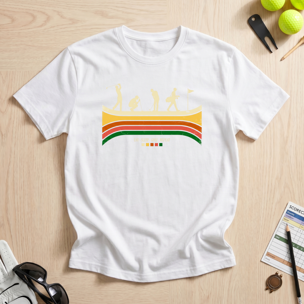 Retro Eat Sleep Golf Repeat T-Shirt