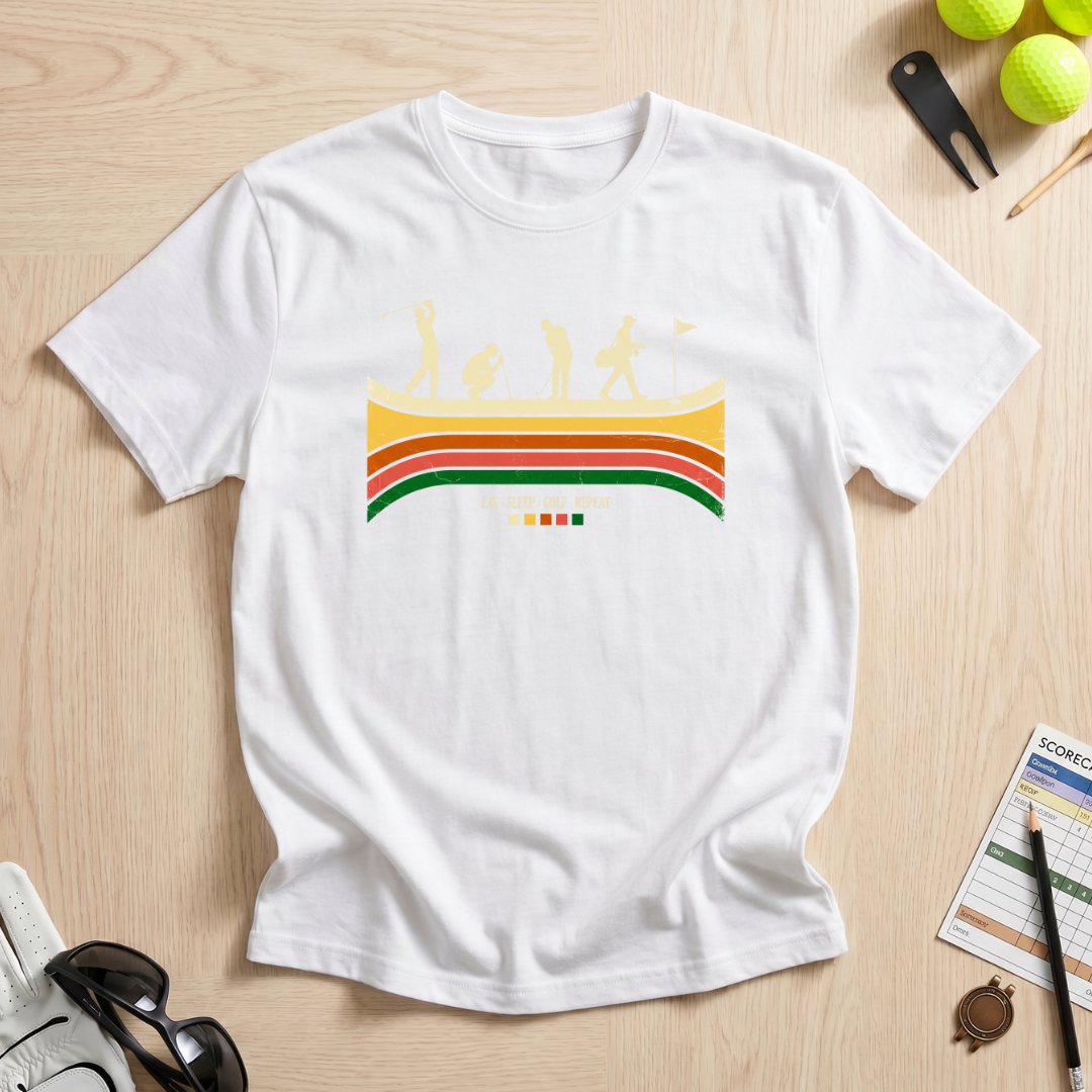 Retro Eat Sleep Golf Repeat T-Shirt
